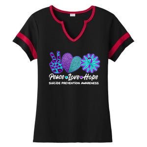 Peace Love Hope Suicide Prevention Awareness Ladies Halftime Notch Neck Tee