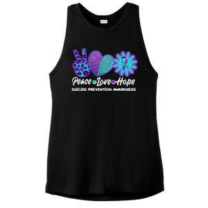 Peace Love Hope Suicide Prevention Awareness Ladies PosiCharge Tri-Blend Wicking Tank