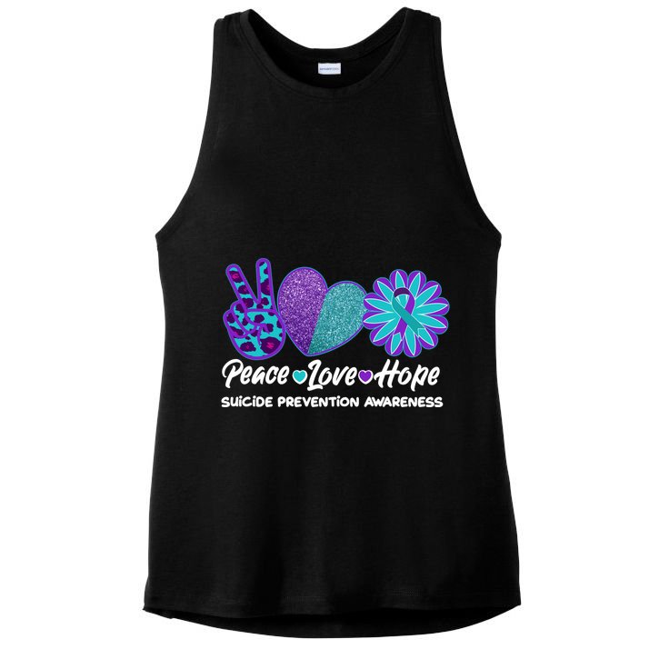 Peace Love Hope Suicide Prevention Awareness Ladies PosiCharge Tri-Blend Wicking Tank
