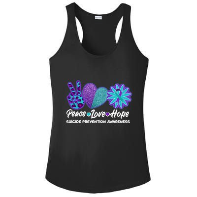 Peace Love Hope Suicide Prevention Awareness Ladies PosiCharge Competitor Racerback Tank