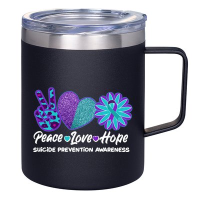 Peace Love Hope Suicide Prevention Awareness 12oz Stainless Steel Coffee Mug