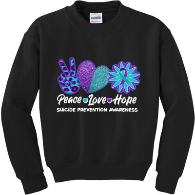 Peace Love Hope Suicide Prevention Awareness Kids Sweatshirt