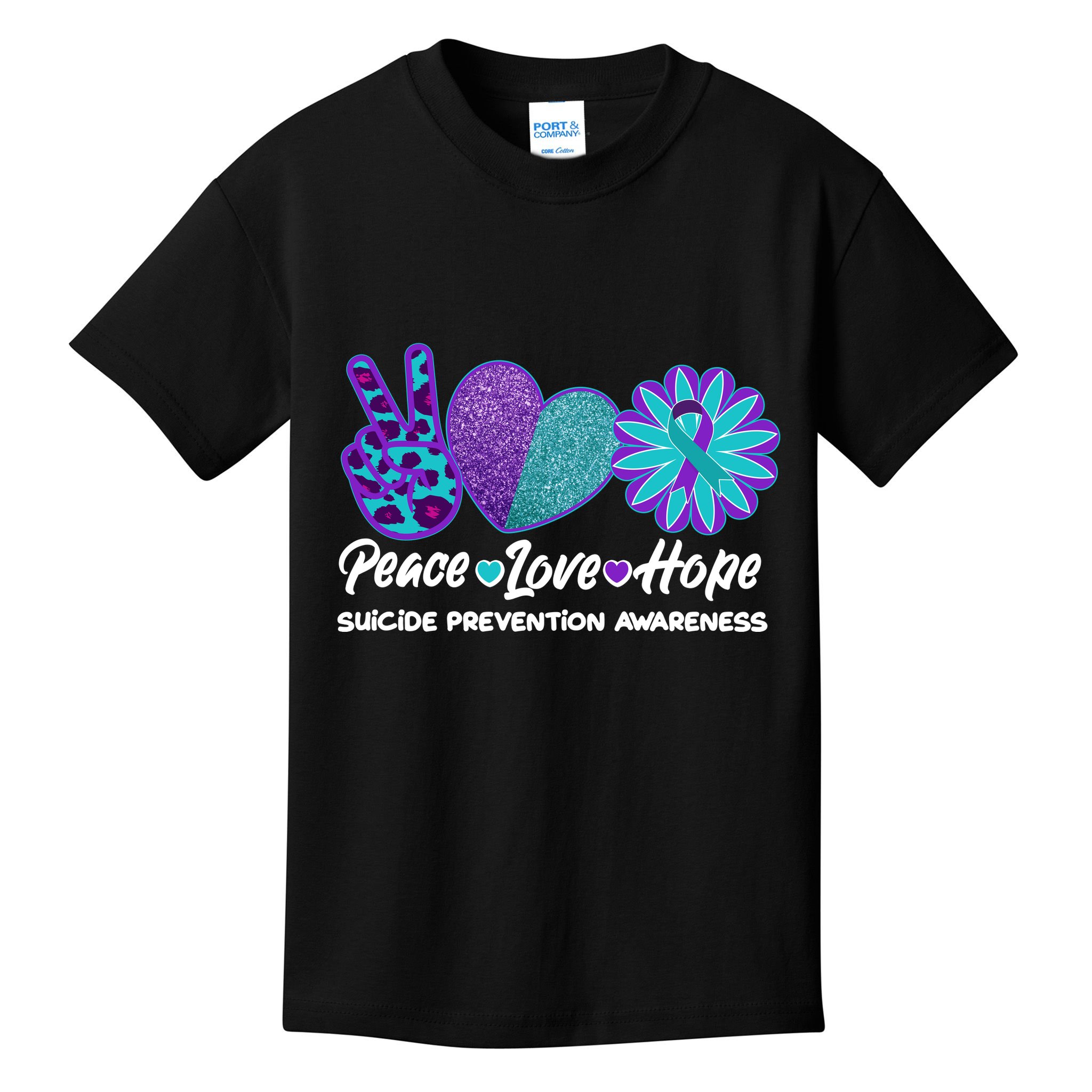 Peace Love Hope Suicide Prevention Awareness Kids T-Shirt
