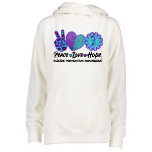 Peace Love Hope Suicide Prevention Awareness Womens Funnel Neck Pullover Hood