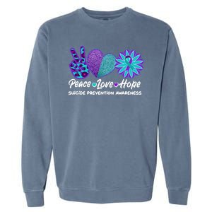 Peace Love Hope Suicide Prevention Awareness Garment-Dyed Sweatshirt