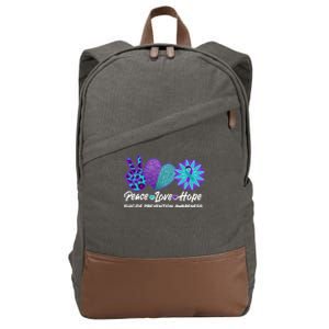 Peace Love Hope Suicide Prevention Awareness Cotton Canvas Backpack