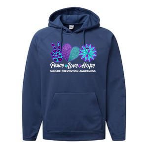 Peace Love Hope Suicide Prevention Awareness Performance Fleece Hoodie