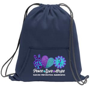 Peace Love Hope Suicide Prevention Awareness Sweatshirt Cinch Pack Bag