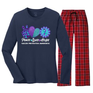 Peace Love Hope Suicide Prevention Awareness Women's Long Sleeve Flannel Pajama Set 