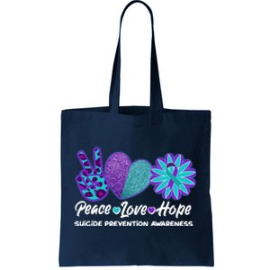 Peace Love Hope Suicide Prevention Awareness Tote Bag