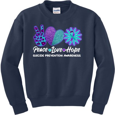 Peace Love Hope Suicide Prevention Awareness Kids Sweatshirt