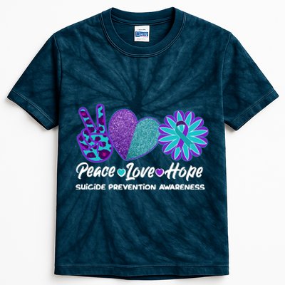 Peace Love Hope Suicide Prevention Awareness Kids Tie-Dye T-Shirt