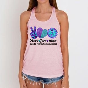 Peace Love Hope Suicide Prevention Awareness Women's Knotted Racerback Tank