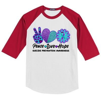 Peace Love Hope Suicide Prevention Awareness Kids Colorblock Raglan Jersey