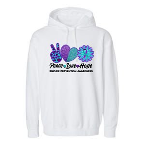 Peace Love Hope Suicide Prevention Awareness Garment-Dyed Fleece Hoodie