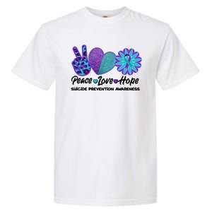 Peace Love Hope Suicide Prevention Awareness Garment-Dyed Heavyweight T-Shirt