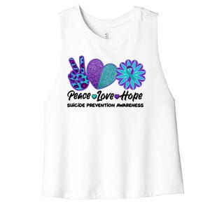 Peace Love Hope Suicide Prevention Awareness Women's Racerback Cropped Tank