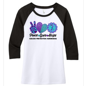 Peace Love Hope Suicide Prevention Awareness Women's Tri-Blend 3/4-Sleeve Raglan Shirt