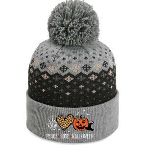 Peace Love Halloween Happy Halloween Pumpkin Leopard Heart The Baniff Cuffed Pom Beanie