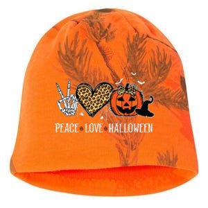 Peace Love Halloween Happy Halloween Pumpkin Leopard Heart Kati - Camo Knit Beanie