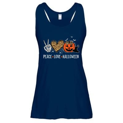 Peace Love Halloween Happy Halloween Pumpkin Leopard Heart Ladies Essential Flowy Tank