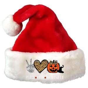 Peace Love Halloween Happy Halloween Pumpkin Leopard Heart Premium Christmas Santa Hat