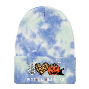 Peace Love Halloween Happy Halloween Pumpkin Leopard Heart Tie Dye 12in Knit Beanie