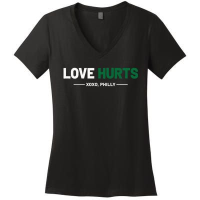 Philadelphia Love Hurts Philly Fan Pride Cute Women's V-Neck T-Shirt