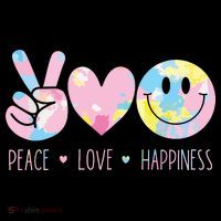 Peace Love Happiness Rainbow Tie Dye Smile Face Cute Women's V-Neck T-Shirt