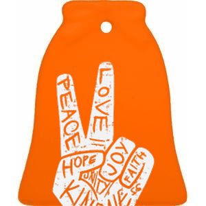 Peace Love Hope Unity Day Orange Anti Bullying Ceramic Bell Ornament