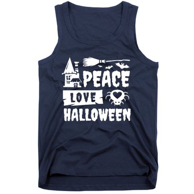 Peace Love Halloween Witch Spooky Halloween Tank Top