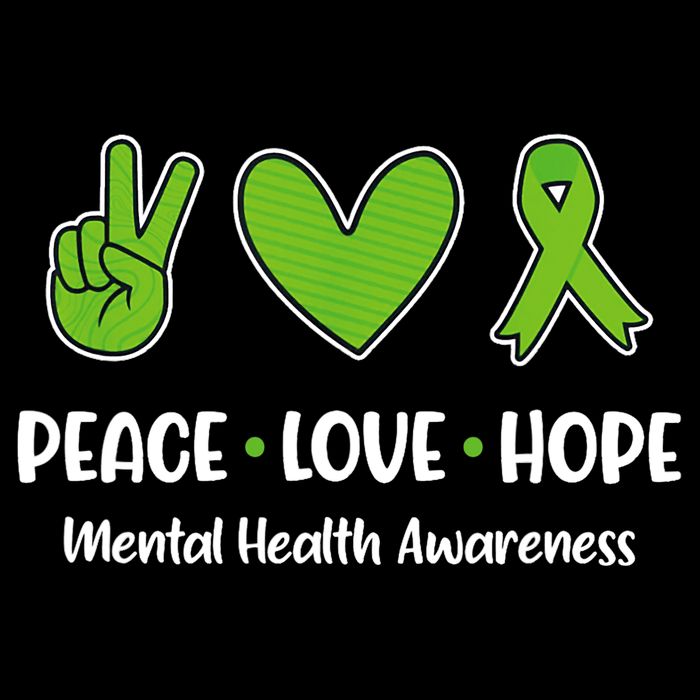 Peace Love Hope Mental Health Awareness Green Ribbon Funny 16 in Basic Backpack