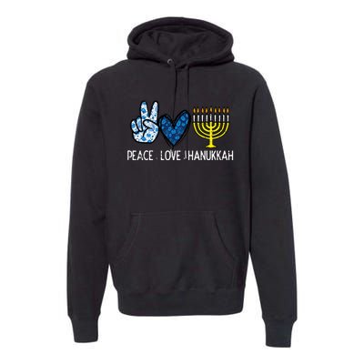 Peace Love Hanukkah Retro Chanukah Jewish Premium Hoodie