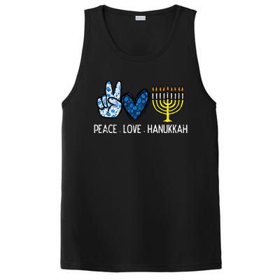 Peace Love Hanukkah Retro Chanukah Jewish PosiCharge Competitor Tank