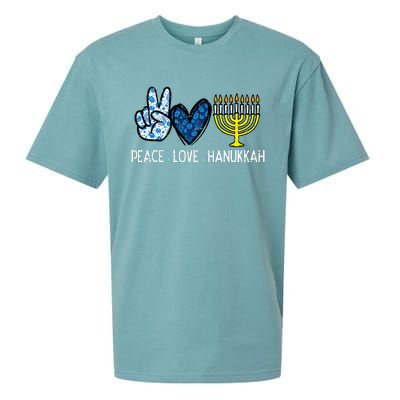 Peace Love Hanukkah Retro Chanukah Jewish Sueded Cloud Jersey T-Shirt