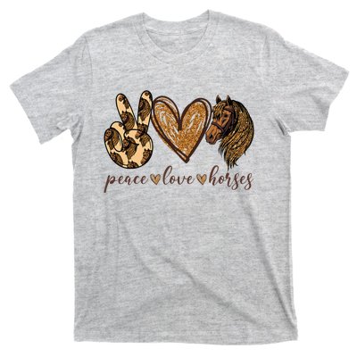 Peace Love Horses Girl I Love My Horses Equestrian Horseback T-Shirt