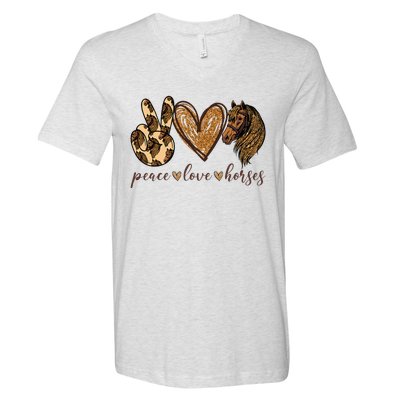 Peace Love Horses Girl I Love My Horses Equestrian Horseback V-Neck T-Shirt