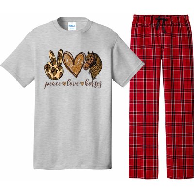 Peace Love Horses Girl I Love My Horses Equestrian Horseback Pajama Set