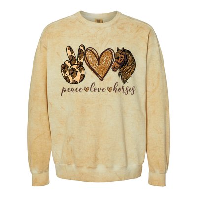 Peace Love Horses Girl I Love My Horses Equestrian Horseback Colorblast Crewneck Sweatshirt