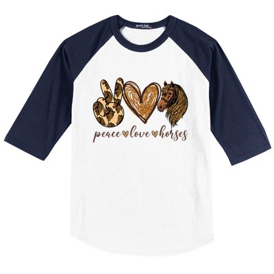 Peace Love Horses Girl I Love My Horses Equestrian Horseback Baseball Sleeve Shirt