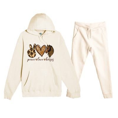 Peace Love Horses Girl I Love My Horses Equestrian Horseback Premium Hooded Sweatsuit Set