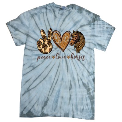 Peace Love Horses Girl I Love My Horses Equestrian Horseback Tie-Dye T-Shirt