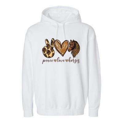 Peace Love Horses Girl I Love My Horses Equestrian Horseback Garment-Dyed Fleece Hoodie