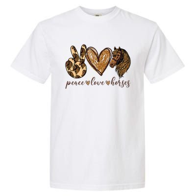 Peace Love Horses Girl I Love My Horses Equestrian Horseback Garment-Dyed Heavyweight T-Shirt