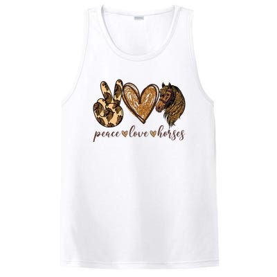 Peace Love Horses Girl I Love My Horses Equestrian Horseback PosiCharge Competitor Tank