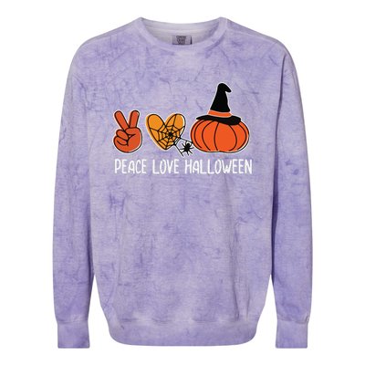 Peace Love Halloween Lazy Halloween Costume Cool Pumpkin Colorblast Crewneck Sweatshirt