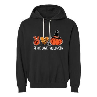 Peace Love Halloween Lazy Halloween Costume Cool Pumpkin Garment-Dyed Fleece Hoodie