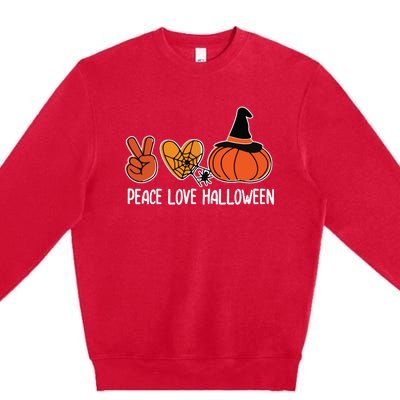 Peace Love Halloween Lazy Halloween Costume Cool Pumpkin Premium Crewneck Sweatshirt