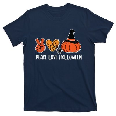 Peace Love Halloween Lazy Halloween Costume Cool Pumpkin T-Shirt