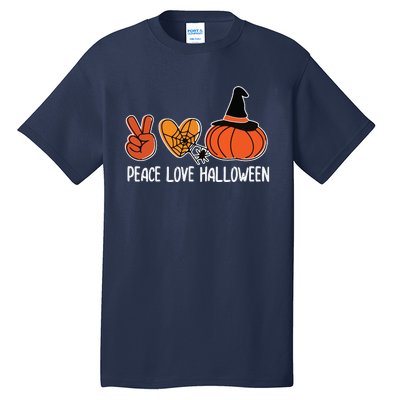 Peace Love Halloween Lazy Halloween Costume Cool Pumpkin Tall T-Shirt